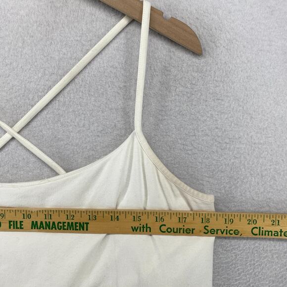 EILEEN FISHER Tank Top XL Organic Cotton Jersey Cross Back Shelf Bra White USA - Picture 10 of 16